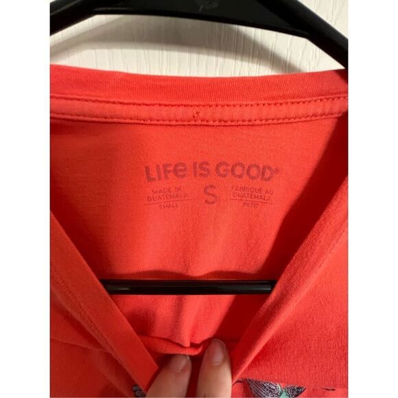 Life Is Good Light Orange Short Sleeve T-Shirt With Bird Graphic - Picture 4 of 5